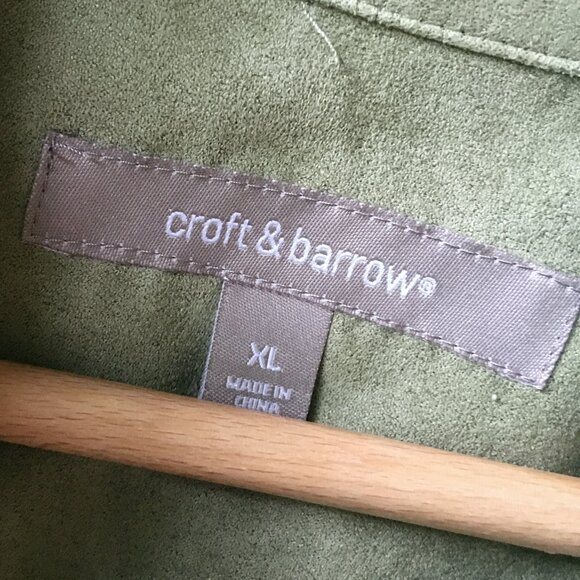 Green Faux-Suede Button Down Top - Croft & Barrow - Picture 4 of 5
